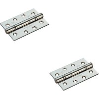 Loops 2x PAIR 102 x 68 x 2.2mm Ball Bearing Hinge Stainless Steel Interior Door in Metallics