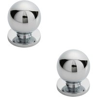Loops 2x Solid Ball Cupboard Door Knob 25mm Diameter Polished Chrome Cabinet Handle