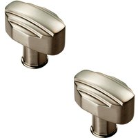 Loops 2x Square Cabinet Door Knob Geometric Design 30 x 20mm Satin Nickel in Metallics