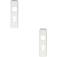 Loops 2x PAIR Door Handle Euro Lock Plate for Safety Levers 154 x 40mm Satin Aluminium