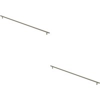 Loops 2x Round T Bar Cabinet Pull Handle 668 x 12mm 608mm Fixing Centres Satin Nickel in Metallics