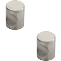 Loops 2x Cylindrical Cupboard Door Knob 20mm Diameter Stainless Steel Cabinet Handle in Metallics