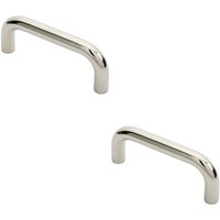 Loops 2x Round D Bar Pull Handle 169 x 19mm 150mm Fixing Centres Bright Steel in Metallics