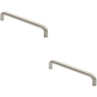Loops 2x Round D Bar Pull Handle 22mm Dia 300mm Fixing Centres Satin Stainless Steel in Metallics