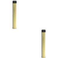 Loops 2x Rubber Tipped Wall mounted Doorstop Cylinder 71 x 16mm Polished Brass in Metallics