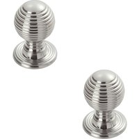 Loops 2x Textured Reeded Ball Cupboard Door Knob 23mm Dia Polished Chrome Handle