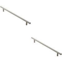 Loops 2x Round T Bar Cabinet Pull Handle 828 x 12mm 768mm Fixing Centres Satin Nickel in Metallics