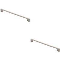 Loops 2x Slim D Shape Pull Handle 290 x 9mm 256mm Fixing Centres Satin Nickel in Metallics