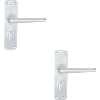 Loops 2x PAIR Straight Tapered Lever on Bathroom Blackplate 152 x 41mm Satin Aluminium in Black