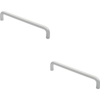 Loops 2x Rounded D Shaped Bar Handle 300 x 19mm Diameter Satin Anodised Aluminium