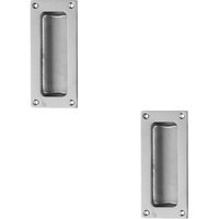 Loops 2x Recessed Sliding Door Flush Pull 102 x 45 10.5mm Depth Polished Chrome