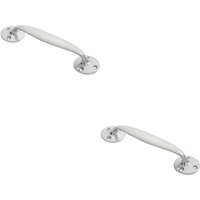 Loops 2x Victorian Bow Shaped Pull Handle 152mm Length 32mm Proj Satin Chrome