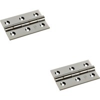 Loops 2x PAIR 76 x 50 x 2.5mm Brass Washered Butt Hinge Polished Nickel Internal Door in Metallics