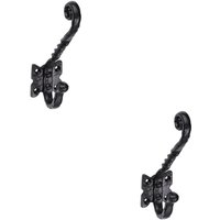 Loops 2x Ornate Twisted Hat & Coat Hook on Butterfly Backplate 82mm Proj Black Antique