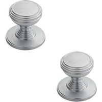 Loops 2x Ringed Tiered Cupboard Door Knob 30mm Diameter Satin Chrome Cabinet Handle