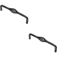 Loops 2x Steel Cage D Type Cabinet Pull Handle 128mm Fixing Centres Antique Steel in Metallics