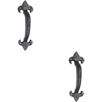 Loops 2x Traditional Forged Iron Pull Handle 180 x 52mm Black Antique Door Handle