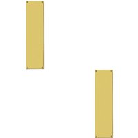 Loops 2x Flat 1.5mm Door Finger Plate 304 x 77mm Polished Brass Protective Push Plate in Metallics