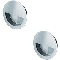Loops 2x Circular Low Profile Recessed Flush Pull 90mm Diameter Satin Stainless Steel in Metallics