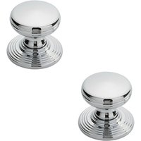 Loops 2x Smooth Ringed Cupboard Door Knob 28mm Dia Polished Chrome Cabinet Handle