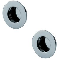 Loops 2x Circular Low Profile Recessed Flush Pull 50mm Diameter Bright Stainless Steel in Metallics