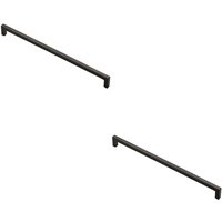 Loops 2x Square Block Handle Pull Handle 330 x 10mm 320mm Fixing Centres Matt Black