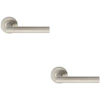 Loops 2x PAIR Straight Mitred Bar Handle on Round Rose Concealed Fix Satin Steel in Metallics