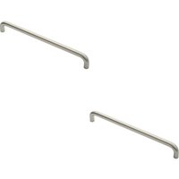 Loops 2x Round D Bar Pull Handle 22mm Dia 450mm Fixing Centres Satin Stainless Steel in Metallics