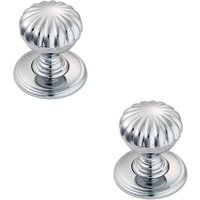 Loops 2x Flower Design Textured Cupboard Door Knob 31mm Diameter Polished Chrome