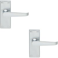 Loops 2x Straight Victorian Lever on Rectangular Latch Backplate Handle Satin Chrome