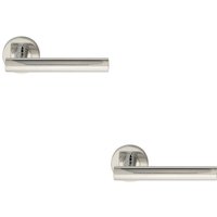 Loops 2x PAIR Straight Round T Bar Handle on Round Rose Concealed Fix Polished Steel in Metallics