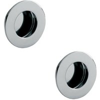 Loops 2x Circular Low Profile Recessed Flush Pull 80mm Diameter Bright Stainless Steel in Metallics