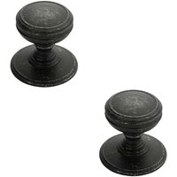 Loops 2x Ringed Tiered Cupboard Door Knob 38mm Diameter Pewter Cabinet Handle