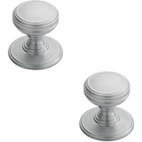 Loops 2x Ringed Tiered Cupboard Door Knob 38mm Diameter Satin Chrome Cabinet Handle