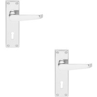 Loops 2x Victorian Flat Lever on Lock Backplate Handle 150 x 42mm Polished Chrome