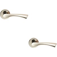 Loops 2x PAIR Angular Twisted Handle on Round Rose Concealed Fix Polished Nickel in Metallics