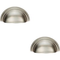 Loops 2x Victorian Cup Pull Handle Satin Nickel 92 x 46mm 76mm Fixing Centres in Metallics
