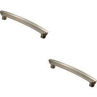 Loops 2x Ridge Design Curved Cabinet Pull Handle 160mm Fixing Centres Satin Nickel in Metallics