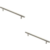 Loops 2x Round T Bar Pull Handle 210 x 10mm 160mm Fixing Centres Stainless Steel in Metallics