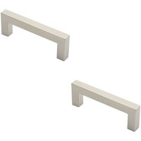 Loops 2x Square Mitred Door Pull Handle 169 x 19mm 150mm Fixing Centres Satin Steel in Metallics