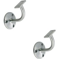 Loops 2x Handrail Bannister Bracket Wall Support 62mm Projection Satin Steel in Metallics