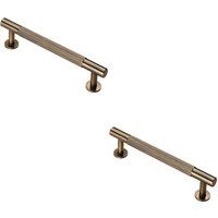 Loops 2x Knurled Bar Door Pull Handle 158 x 13mm 128mm Fixing Centres Antique Brass in Metallics