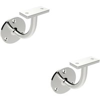Loops 2x Handrail Bannister Bracket Wall Support 62mm Projection Polished Steel in Metallics