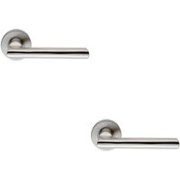 Loops 2x PAIR Straight Smooth Round Bar Handle on Round Rose Concealed Fix Satin Steel in Metallics