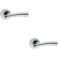 Loops 2x PAIR Curved Flowing Flared Handle Concealed Fix Round Rose Polished Chrome