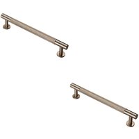 Loops 2x Knurled Bar Door Pull Handle 190 x 13mm 160mm Fixing Centres Satin Nickel in Metallics
