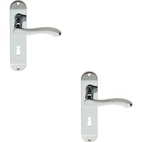 Loops 2x PAIR Scroll Lever Door Handle on Lock Backplate 180 x 40mm Polished Chrome