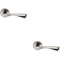 Loops 2x PAIR Angular Twisted Handle on Round Rose Concealed Fix Polished Chrome