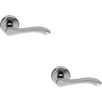 Loops 2x PAIR Scroll Shaped Handle on Chamfered Edged Round Rose Polished Chrome