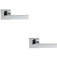 Loops 2x PAIR Flat Rectangular Bar Lever on Square Rose Concealed Fix Polished Chrome